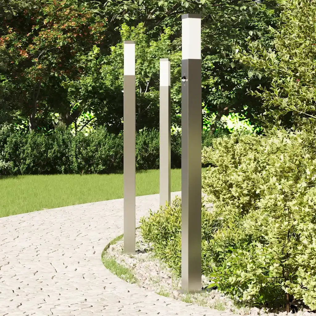 Lampioni a paletto con sensore 3 pz 110 cm Acciaio Inox IP44 4006058