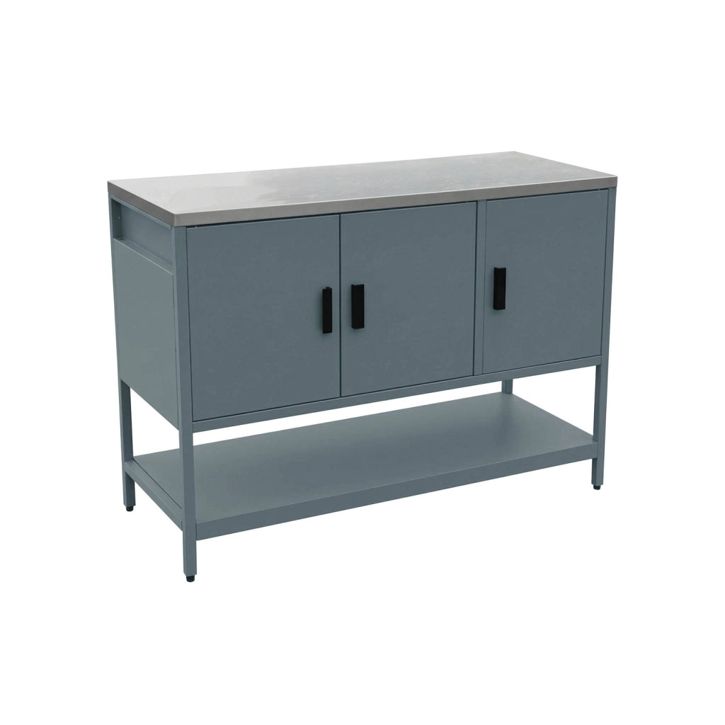 Mobile da esterno in acciaio 3 ante e 1 ripiano, 120cm, blu grigio
