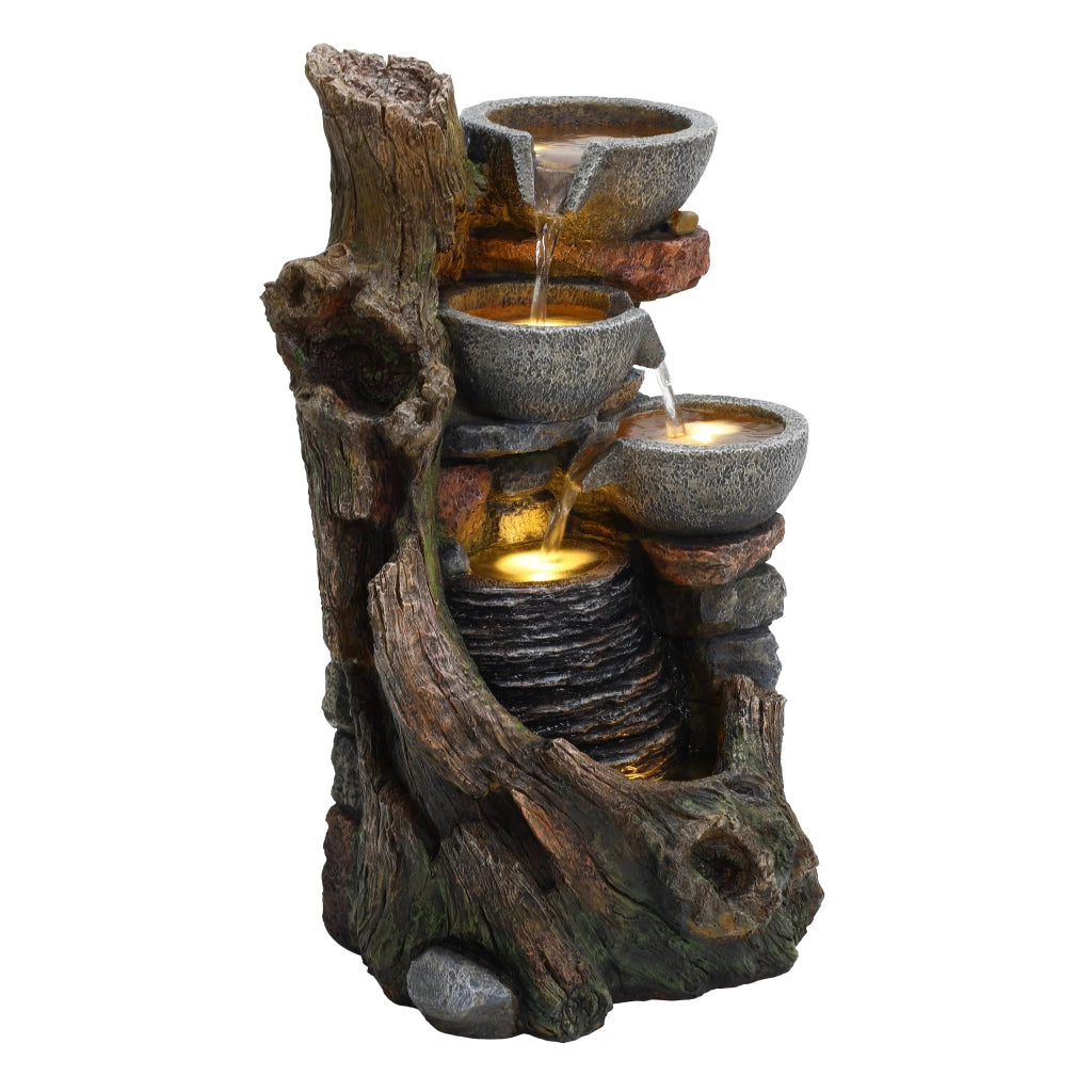 Fontana da Giardino Elettrica Rustic Brook Effetto Naturale con LED