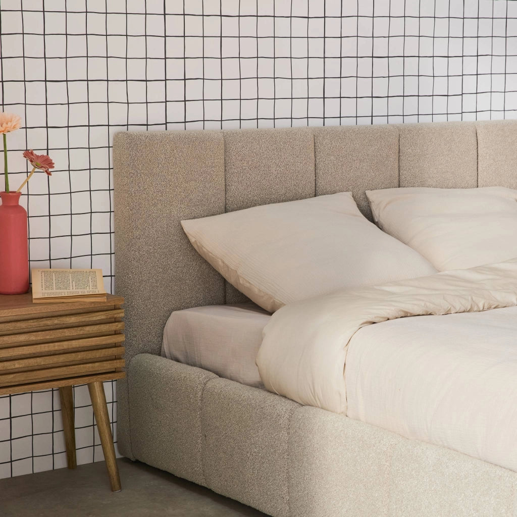 Struttura letto con contenitore e testiera 140cmx190cm, imbottita