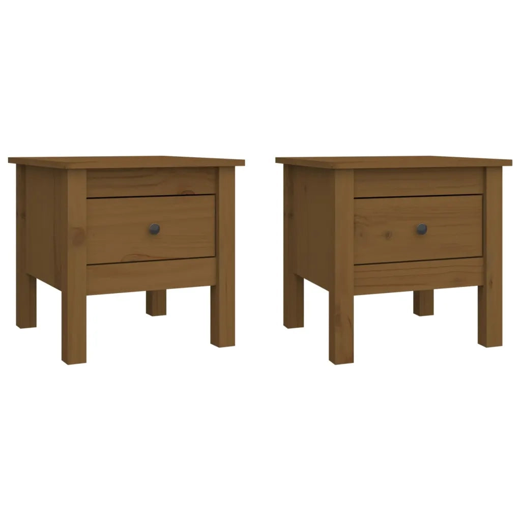 Tavolini 2 pz | Tavolo laterale Ambrati 40x40x39 cm Legno Massello di Pino