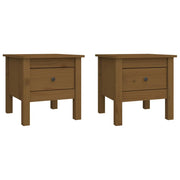 Tavolini 2 pz | Tavolo laterale Ambrati 40x40x39 cm Legno Massello di Pino