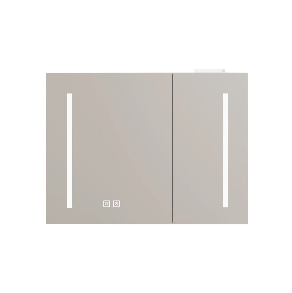 Armadio a specchio da parete con LED; MDF e vetro; bianco