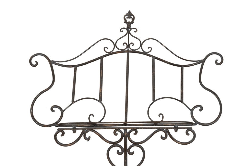 Biscottini Leggio da terra in ferro battuto pieno finitura anticata L85xPR46xH140 cm