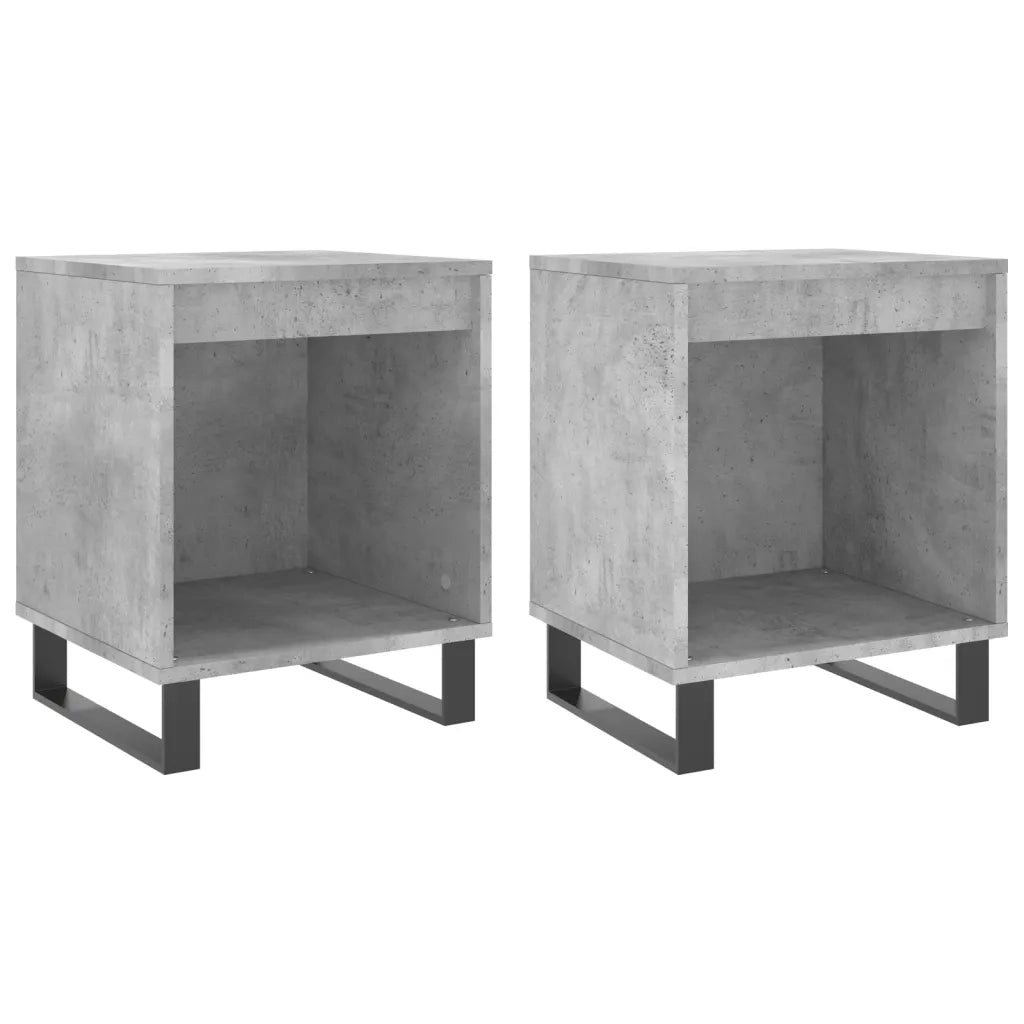 Set di 2 Comodini | Armadio da Notte | Mobiletto da notte Grigio Cemento 40x35x50 cm in Legno Multistrato