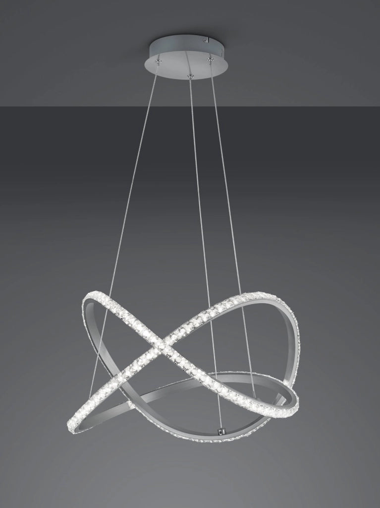 RUBIN LAMPADARIO A SOSPENSIONE A LED 50 CM CRISTALLO CON TELECOMANDO