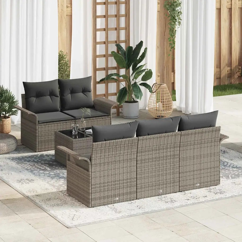 Set Divano da Giardino con cuscino 6 pcs Grigio 55 x 55 x 37 cm 3353908