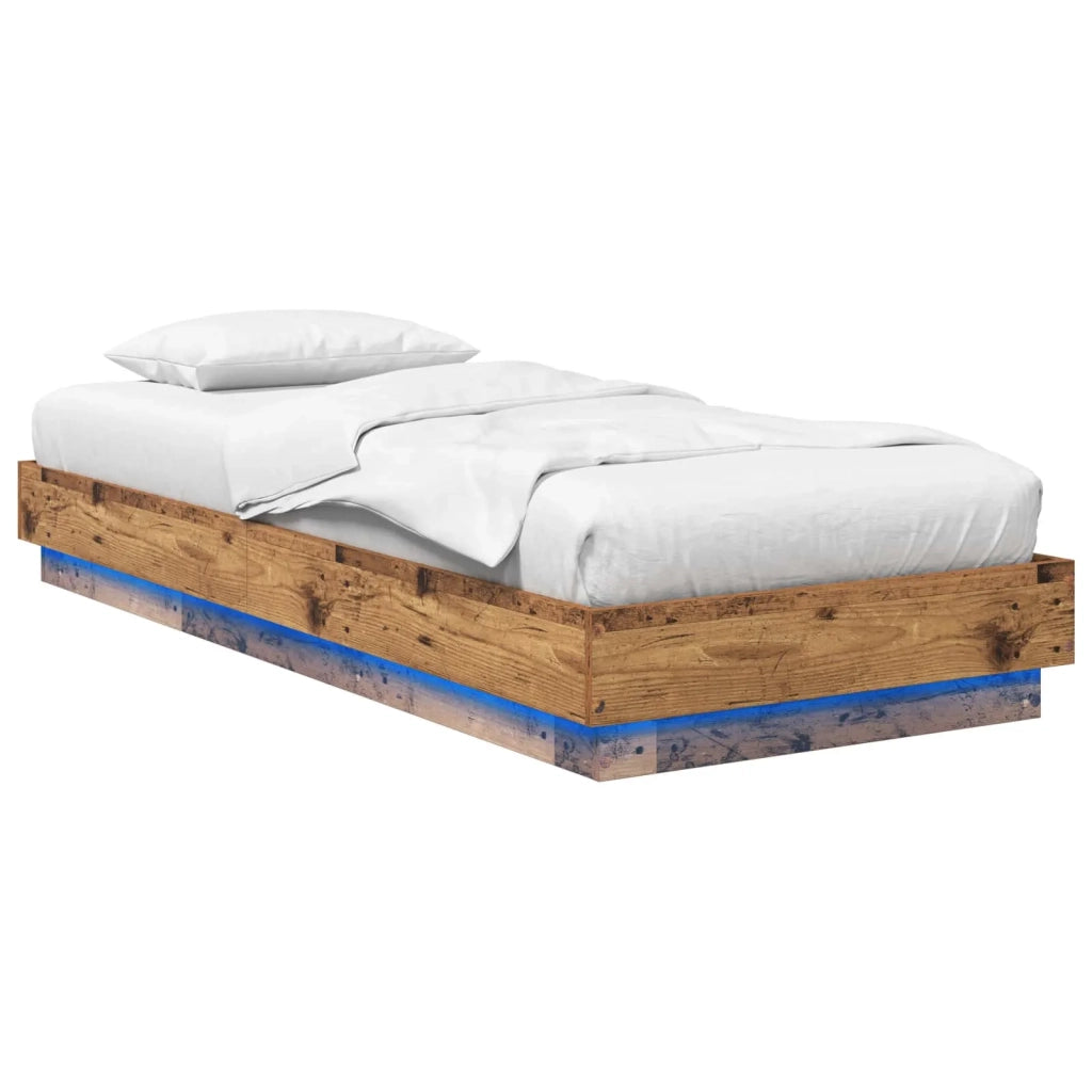 Letto con LED Legno antico 80 x 200 cm Legno ingegnerizzato