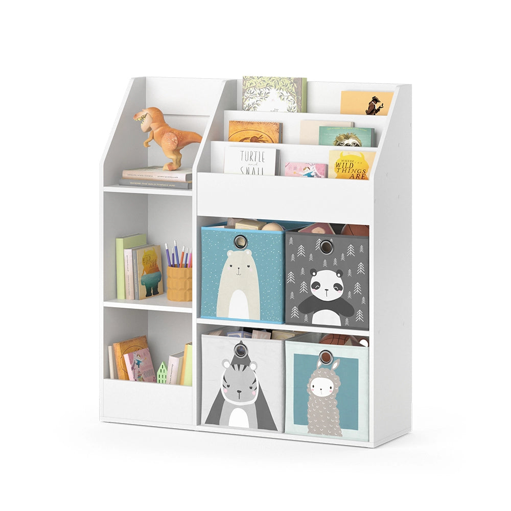 Vicco Libreria bambini Bianco 100.4 x 114.2 cm con 4 scatole pieghevoli (grigie)