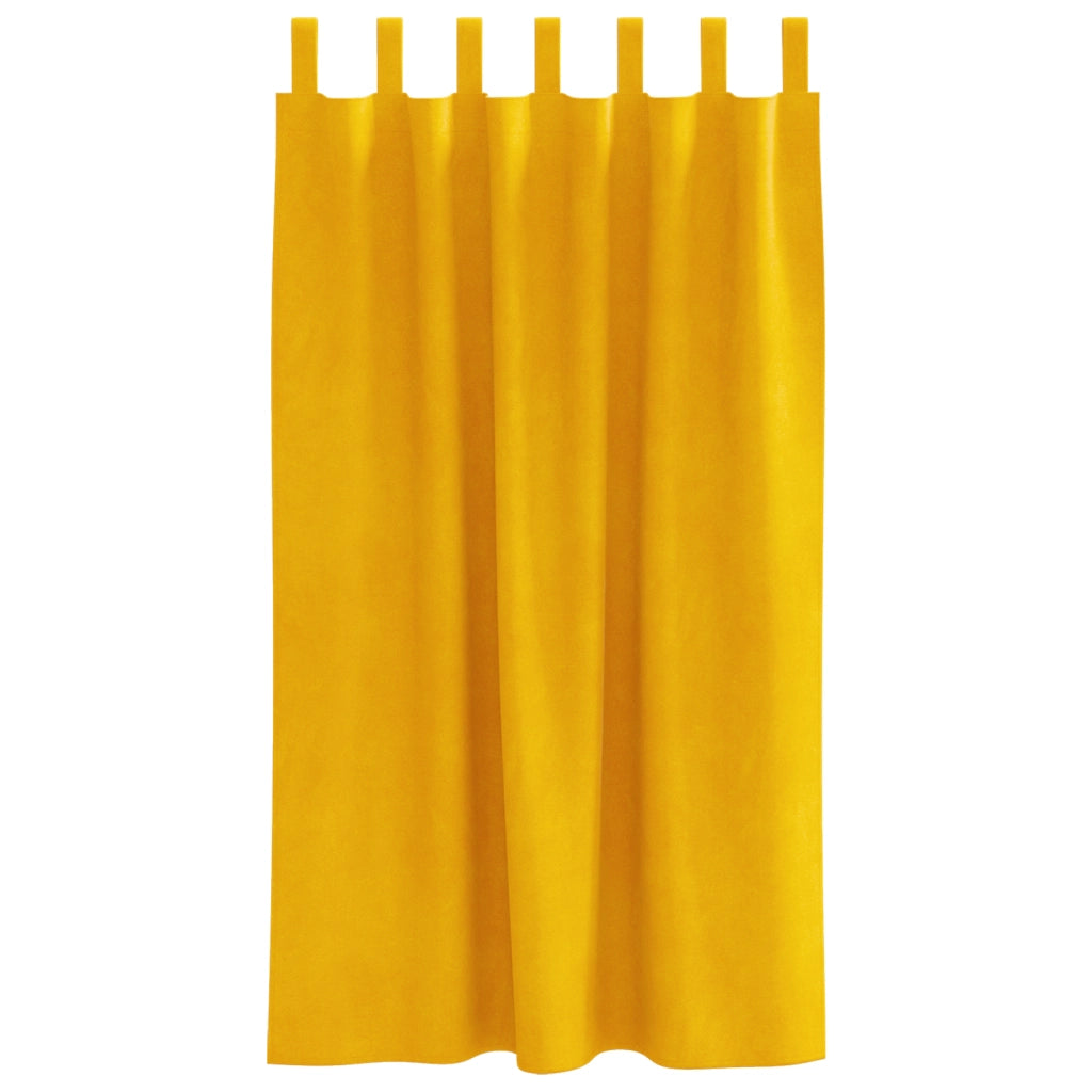 Tende oscuranti  con anelli da appendere 2 pezzi giallo senape in velluto