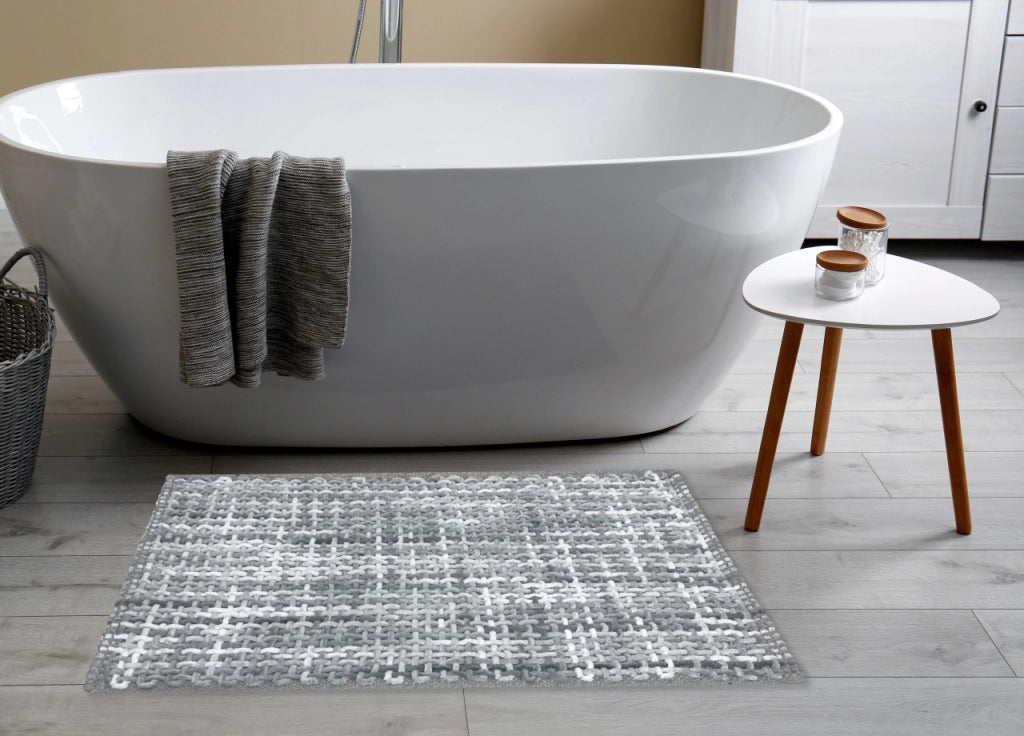 Tappeto Bagno Doccia Antiscivolo In Microfibra Super Assorbente Plot - 40x60 - Grigio