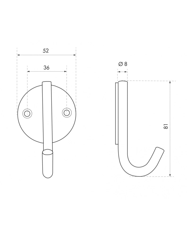 Gancio appendiabiti singolo in acciaio inox – THIRARD