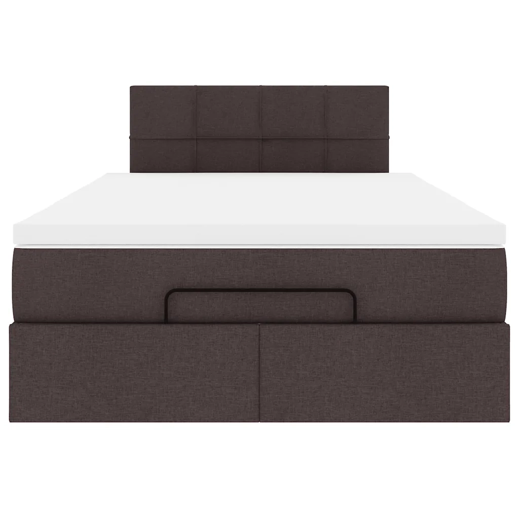 Pouf Letto con Materasso Marrone Scuro 120x200 cm in Tessuto 3311452