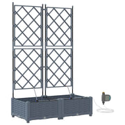 Set di 2 fioriere da giardino moderne con sistema di irrigazione 80 x 40 x 126 cm acciaio grigio chiaro 02_0058594