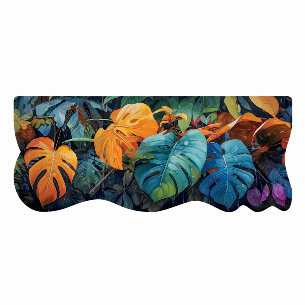 Tappeto Cucina Pvc Stampa Digitale HD Foglie Palme Moderno Sagomato Lavabile Antimacchia 50x120 cm