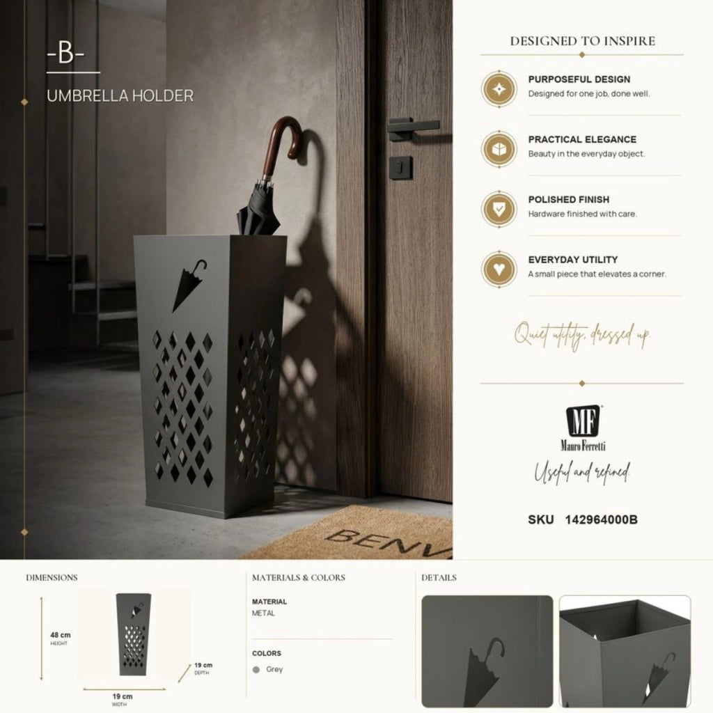 Portaombrelli moderno UMBRELLA in metallo grigio