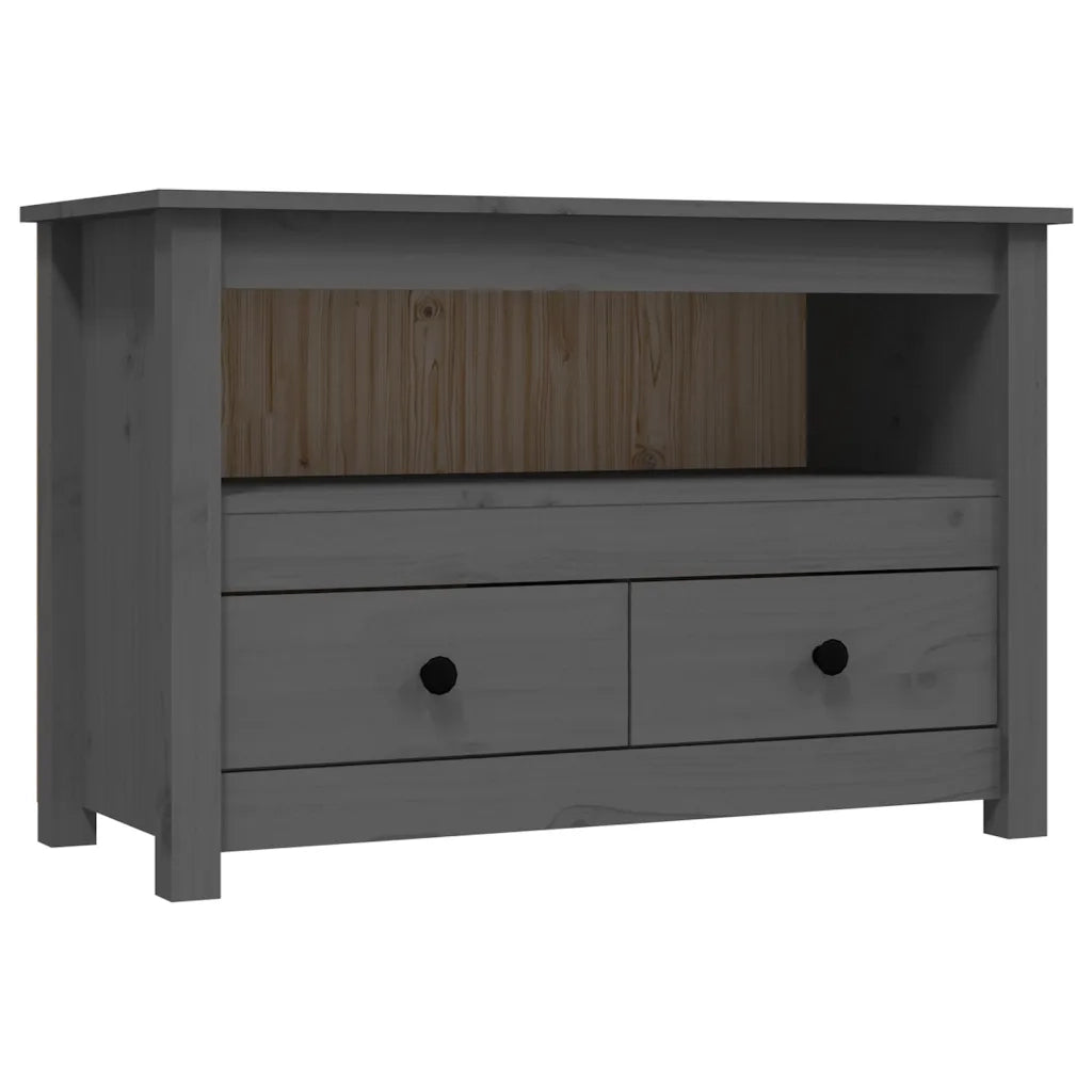 Mobile Porta TV Grigio 79x35x52 cm in Legno Massello di Pino 821499