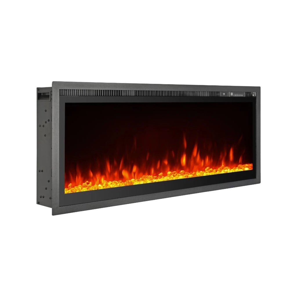 Caminetto Casanova, Camino Elettrico Superficie Riscaldabile 30 m2, 127x14x45h cm Nero
