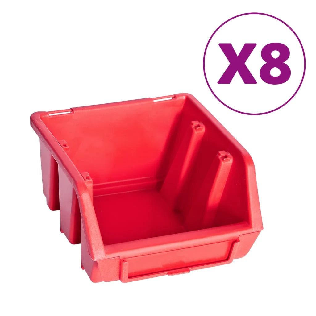 Kit di contenitori portaoggetti e pannelli da parete da 39 pezzi scatola impilabile sistema di stoccaggio degli attrezzi per garage officina fai da te rosso e nero 02_0003850