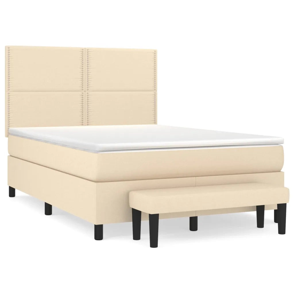 Giroletto a Molle con Materasso Crema 140x19 cm in Tessuto 3136514