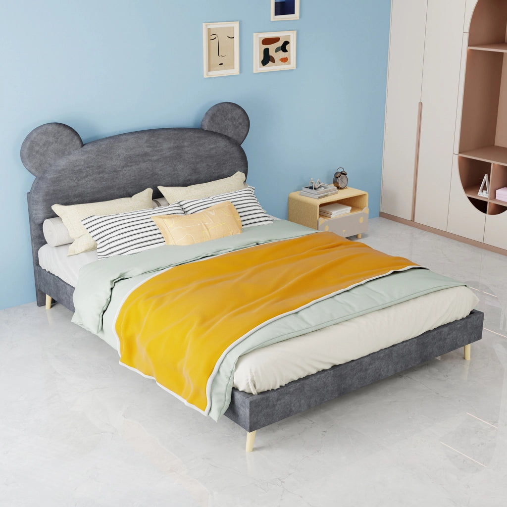 letto imbottito tessuto metallo grigio 140 x 200 cm