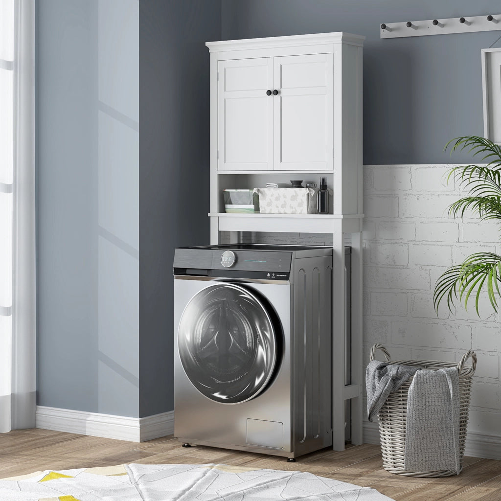 Mobiletto Bagno con Ante e Ripiani Regolabili ¨C Zephmum ¨C Bianco 60x30x