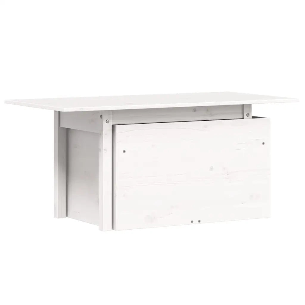 Tavolino da Giardino-Tavolo da Esterno Bianco 100x50x75cm in Legno Massello di Pino