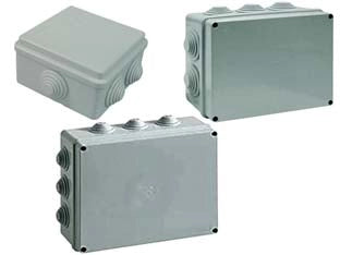SCATOLA STAGNA CON COPERCHIO E PASSACAVI- - mm.100x100x50 6 passacavi (005) IP65 - 5 pezzi MARLANVIL