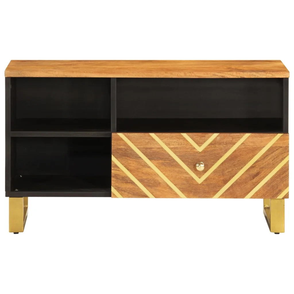 Mobile Porta TV Marrone e Nero 80x33,5x46 cm in Legno di Mango 356800