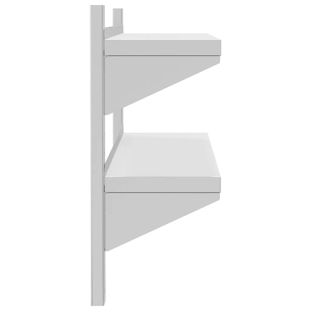 Mensola a Muro 2 Ripiani 100x23,5x60cm Argento in Acciaio Inox 30311
