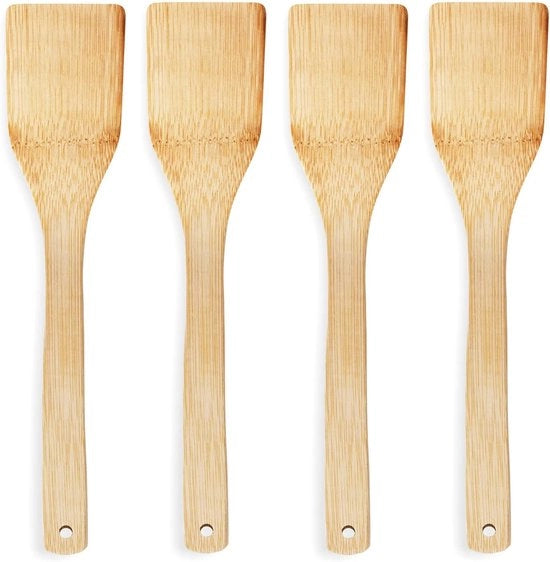 Utensili in legno di bambù - 4 articoli di uso quotidiano di alta qualità - cucchiaio in legno - spatola in legno