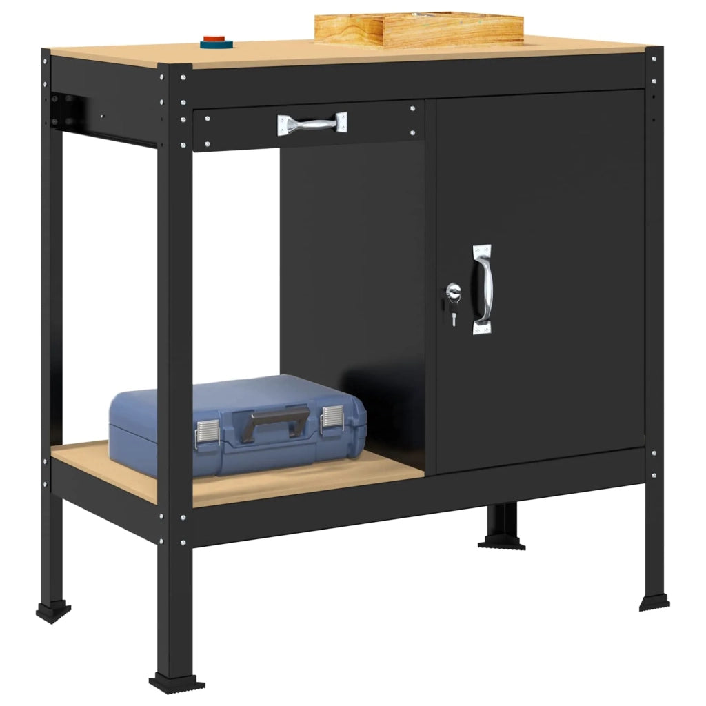 Banco da lavoro con cassetto con blocco Nero 90 x 49 x 91 cm 42020134
