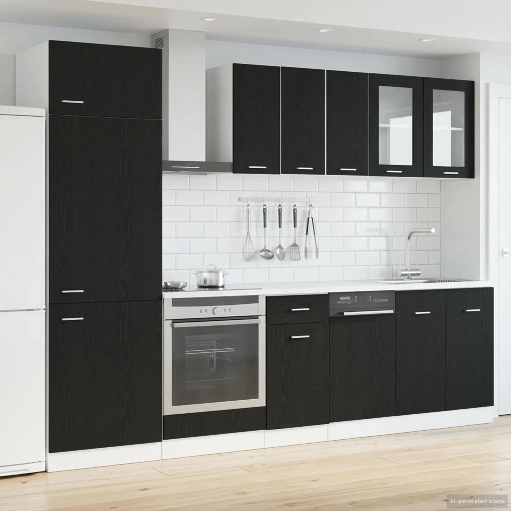 Unità Cucina Lyon 8 pcs Rovere Nero Legno ingegnerizzato 3445843