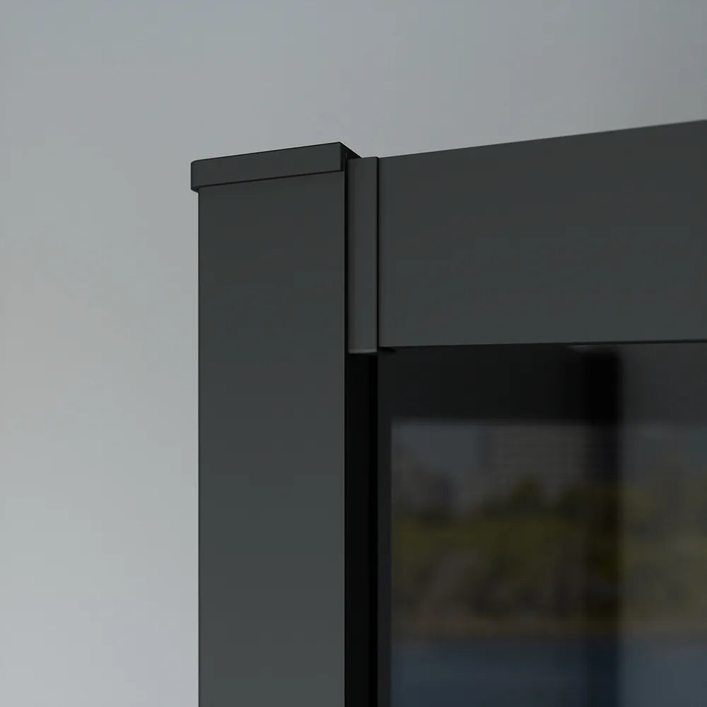 Box doccia nero opaco 3 lati 70x120x70cm con doppio scorrevole e vetro 6mm fumè h185cm | Tonga