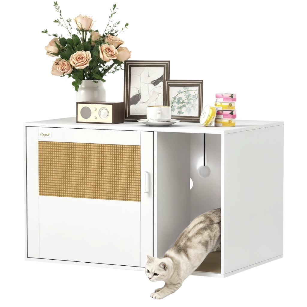 Mobile per gatti con lettiera e tiragraffi ¨C zephmum ¨C bianco 80x50x50 cm