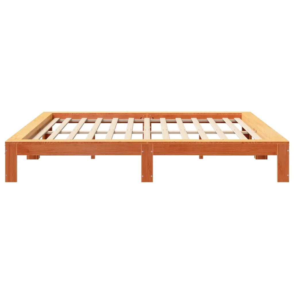 Letto senza Materasso Marrone Cera 200x200 cm in Legno di Pino