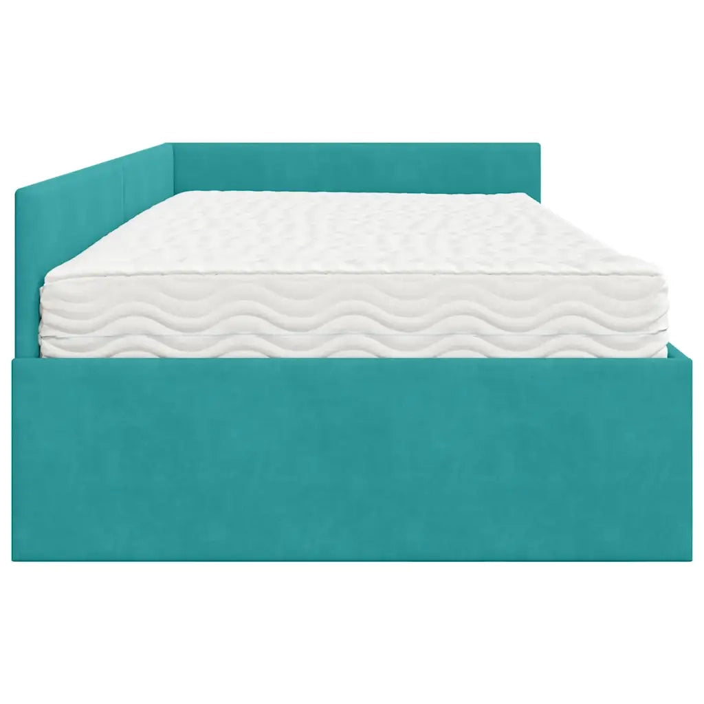 Struttura Letto Angolare con Materasso 2 pz-Giroletto con materasso Turchese Velluto 239752