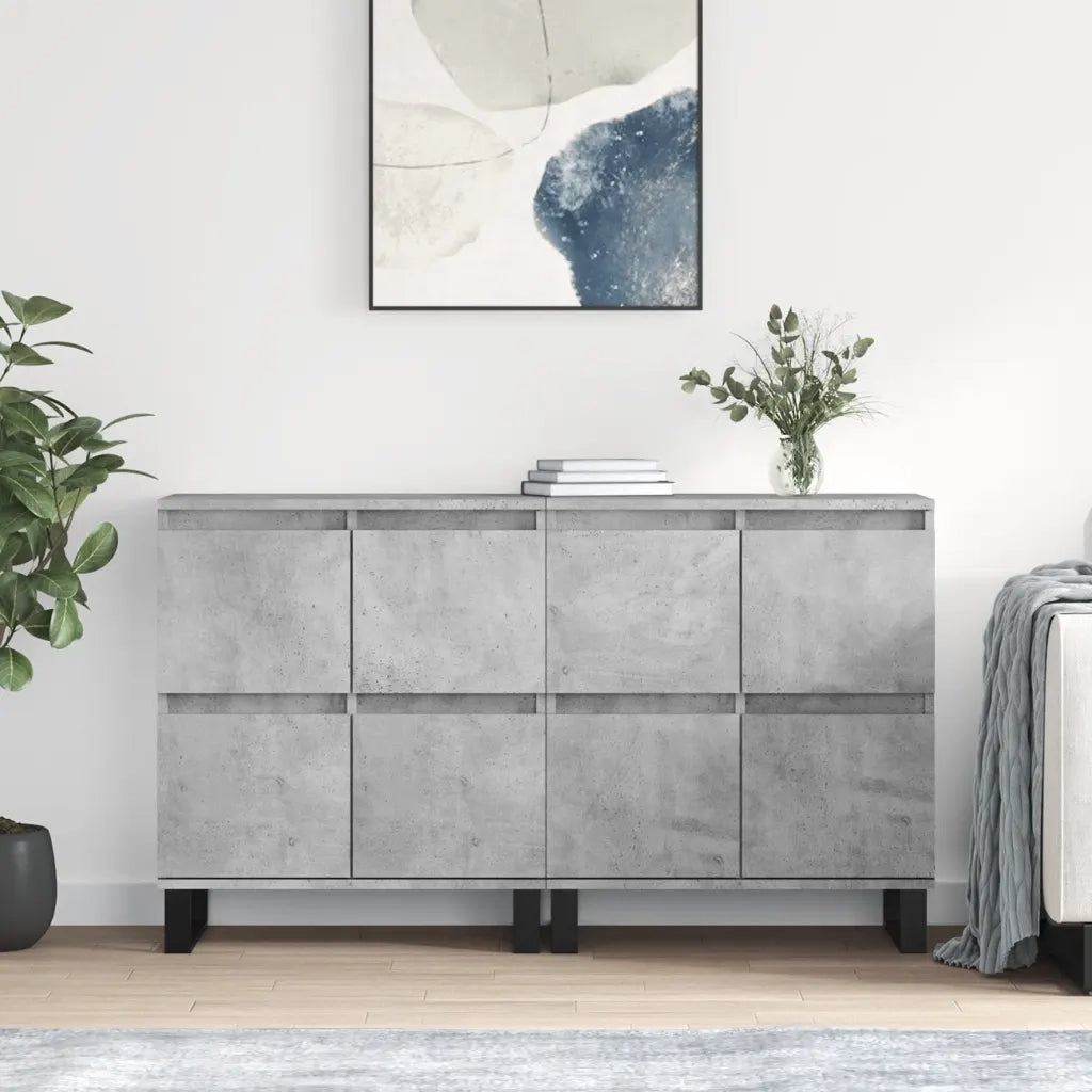 Credenze 2 pz | Madia | Buffet da pranzo | Armadio da pranzo Grigio Cemento in Legno Multistrato