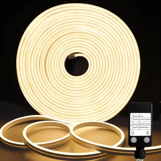 Striscia LED a led a bassa tensione - 10 m, IP65 Impermeabile, Luce Neon per Esterno e Interno - Flessibile in Silicone, 2700K Bianco Caldo per Decorazione di Casa
