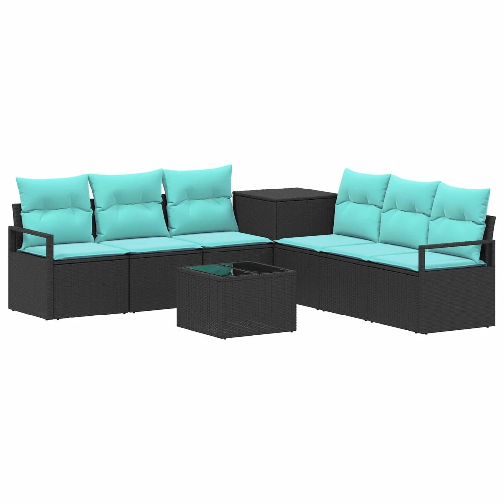 Set di divani 8 pz Nero e Blu Rattan sintetico e Acciaio 3448154