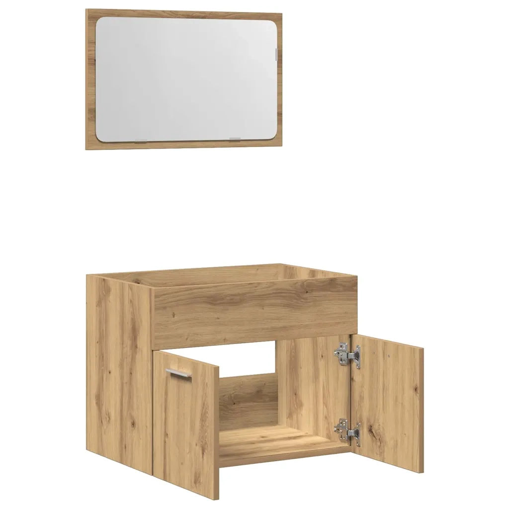 Set Mobili da Bagno | Armadio da bagno 2 pz Rovere Artigianale Legno Multistrato