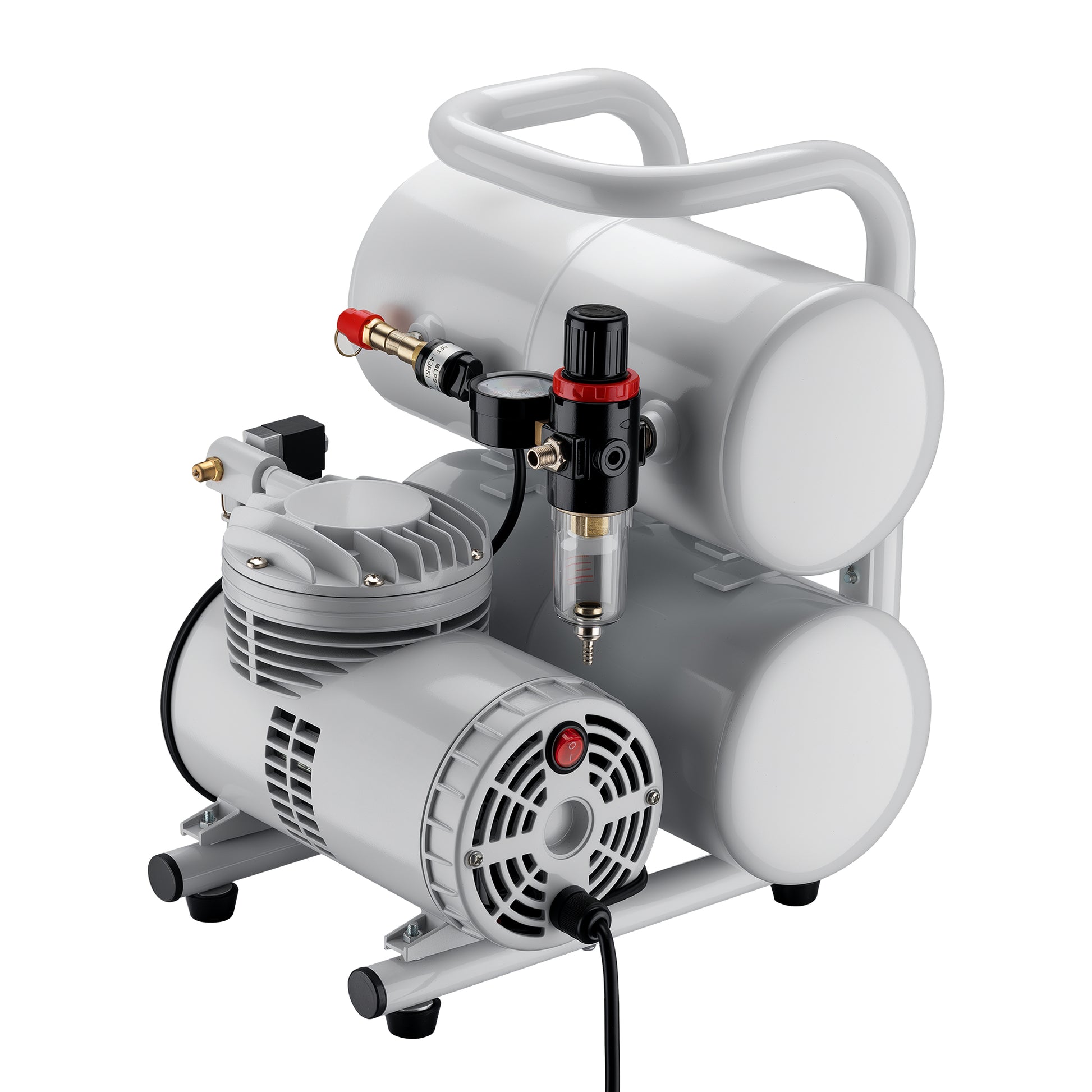 Compressore aerografo AS06T 1/4 CV con accessori, compressore per pistola aerografo con elevata portata d'aria 65-69 l/min, potente dispositivo ad aria compressa 3,2 bar, per aerografia
