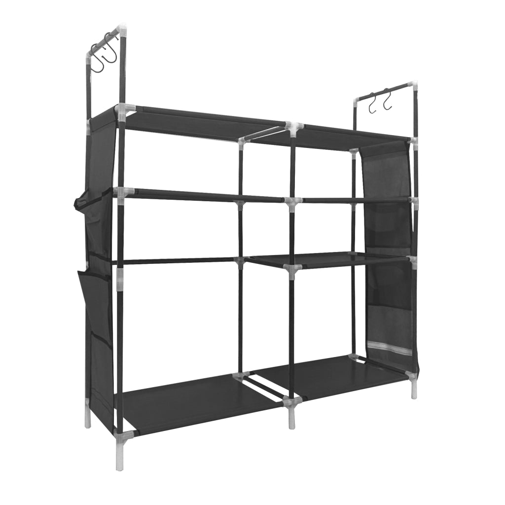 Scarpiera componibile in metallo Nyana Home fino a 21 paia 95x90x27cm, 4 tasche laterali, 4 altezze Nero.