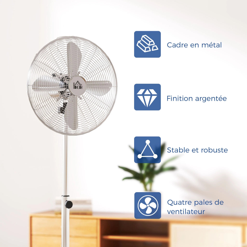 Ventilatore da pavimento regolabile ¨C Zephmum ¨C Argento 50W 87-120cm 3 velocita'