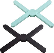 Onderzetti antiscivolo pieghevol in silicone per piatti caldi (2 pezzi) - Sostegno ecoloftico - Resistente al calore - Disegno a croce pieghevole
