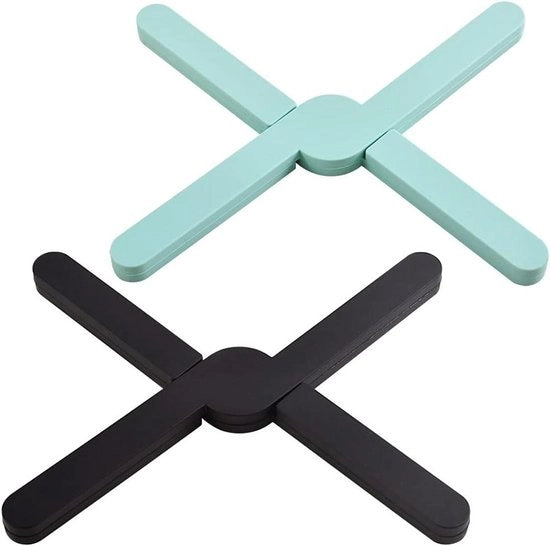 Onderzetti antiscivolo pieghevol in silicone per piatti caldi (2 pezzi) - Sostegno ecoloftico - Resistente al calore - Disegno a croce pieghevole
