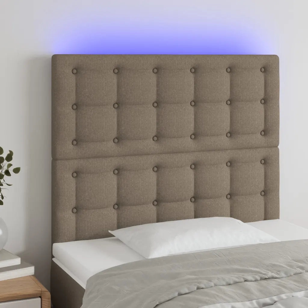 Testiera | Testata a LED Tortora 100x5x118/128 cm in Tessuto