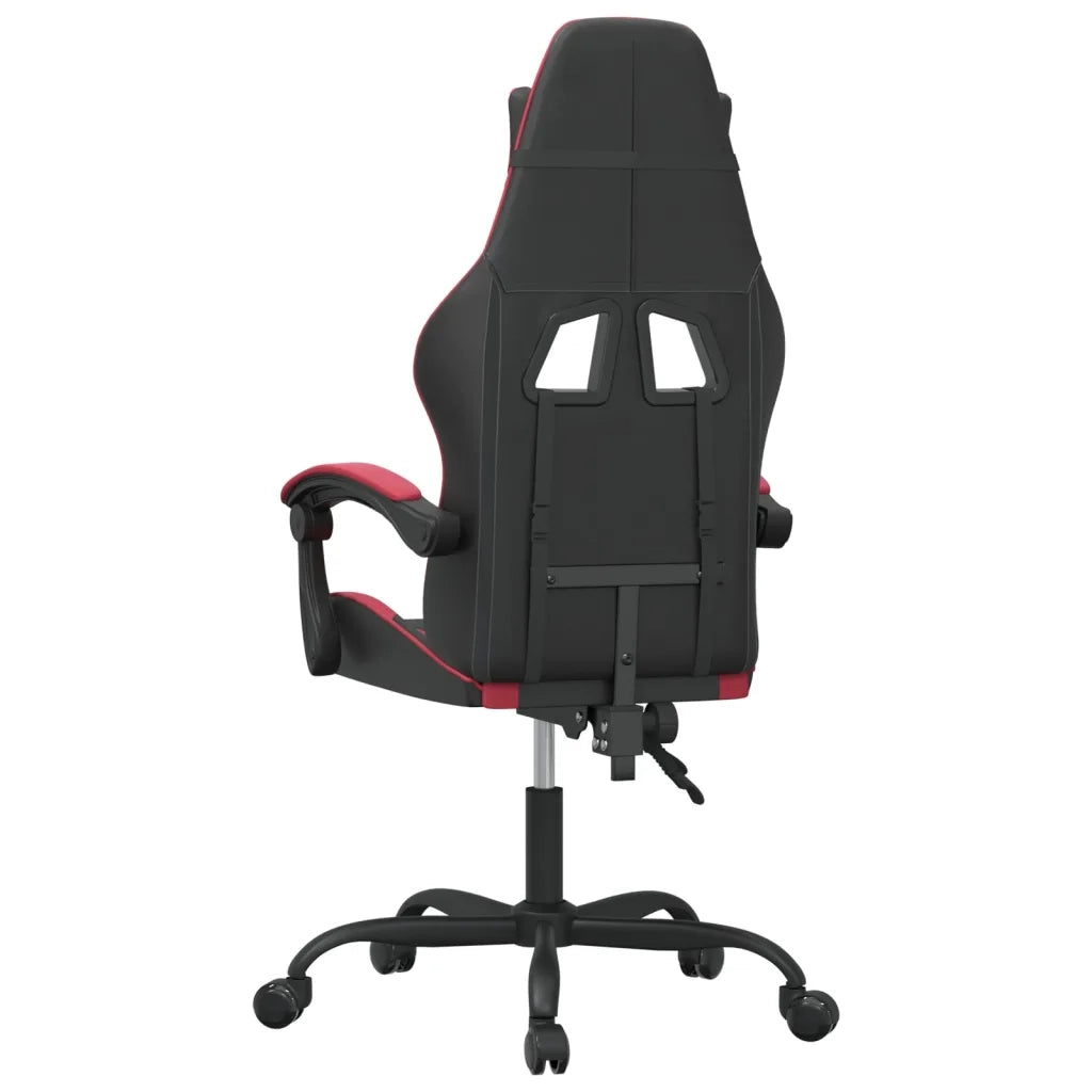 Sedia da Gaming | Sedia da e-sports Girevole Nero e Rosso Vino in Similpelle