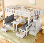 Letto a soppalco 90x200 cm con scrivania pieghevole