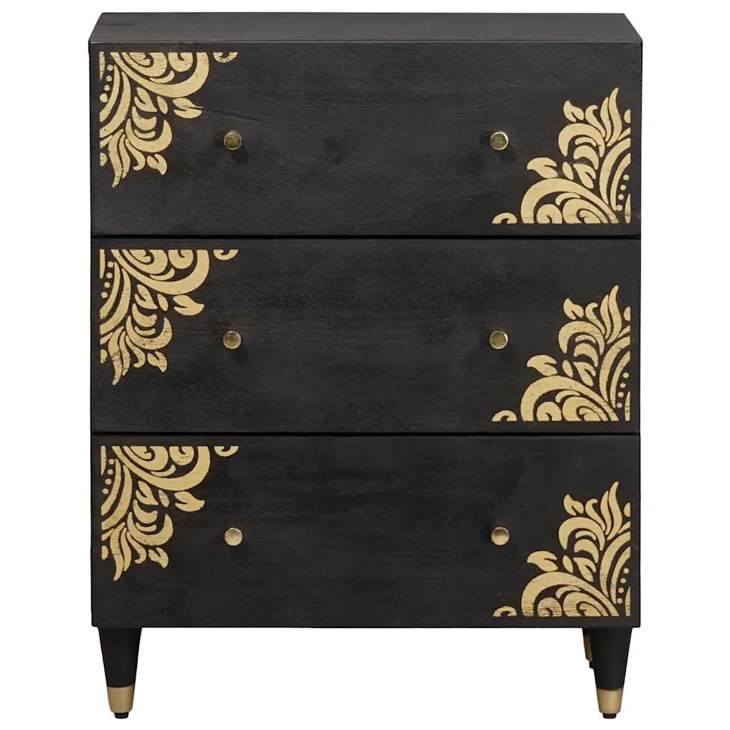 Credenza | Madia | Buffet da pranzo | Armadio da pranzo Nero 60 x 33 x 75 cm Legno di mango massello